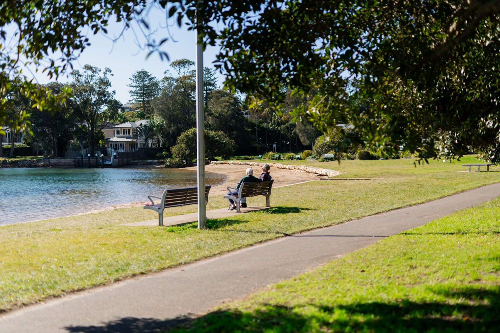 The foreshore path at Pittwater on a clear morning